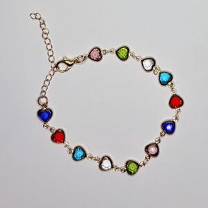 Heart Crystal Bracelet with Multicolor Accents